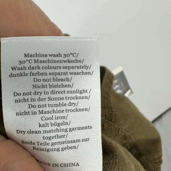 WRAP London Linen Jumpsuit Overall Wide Leg Crop Size 4 Rustic Green Lagenlook - Picture 7 of 12